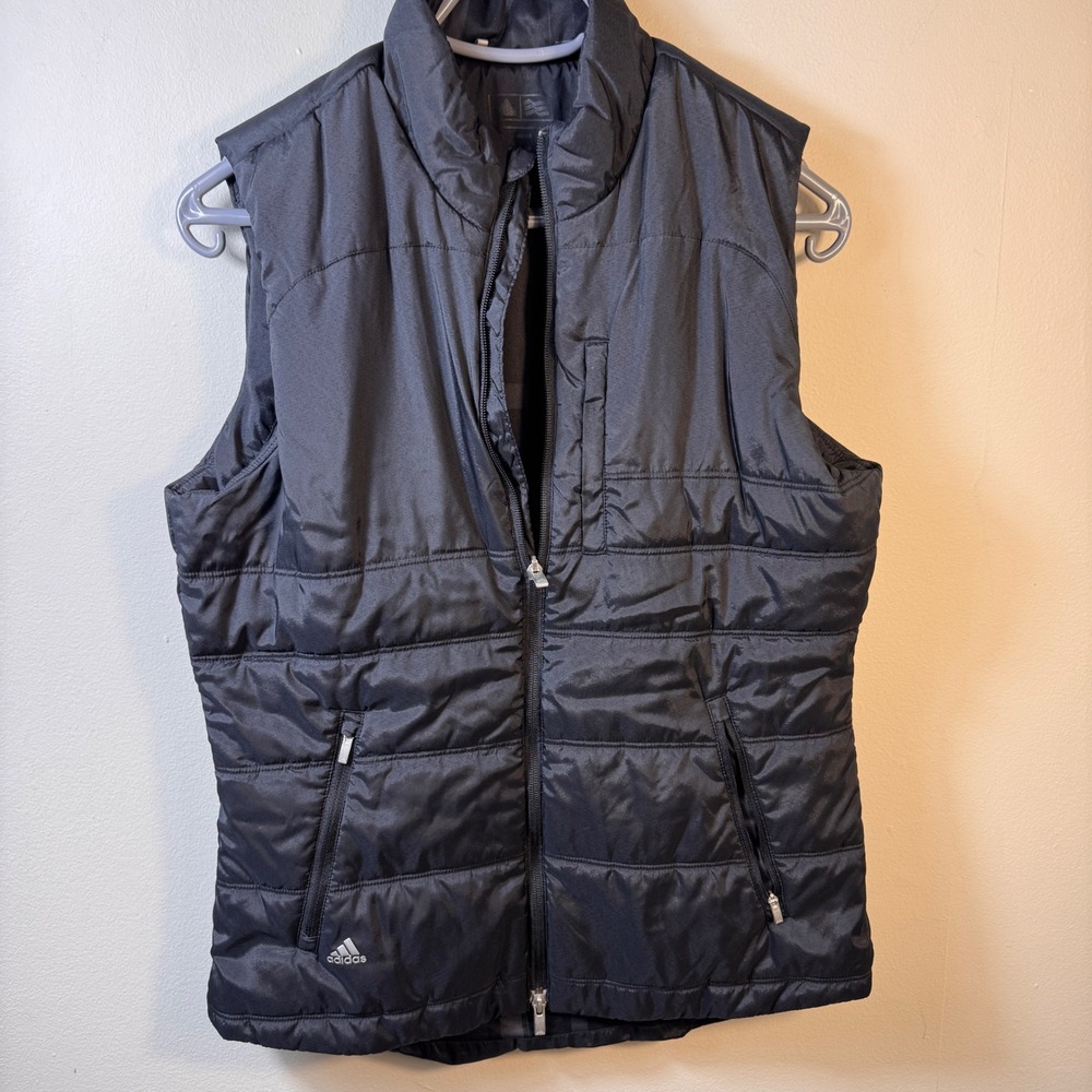 Adidas Women's Medium ClimaWarm Black Puffer Vest Insulated Full Zip Quilted